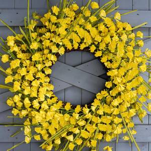 lot 11486 image: Zjlmit Artificial Spring Wreaths for Front Door 24 inch Spring Wreath Yellow Summer Wreath with Yellow Flowers Berries for Porch Farmhouse Wall Indoor Home Decoration