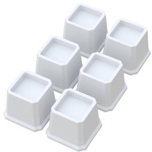 lot 11499 image: Whynonap Bed Risers 3 Inch Heavy Duty Bed Elevators, Set of 6 Lifts Up 3,000 lbs Furniture Riser for Sofa and Table, White