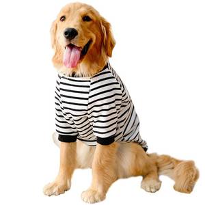 lot 12207 image: ANIAC Fleece Dog Sweater - Striped Dog Shirt with Sleeves, Autumn Dog Hoodie, Warm Winter Pet Clothes for Medium Dogs 44-55 LB (5XL, White)