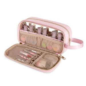 lot 12211 image: Prokva Nail Polish Organizer Case Fits 12 Bottles (15ml), Nail Polish Supplies Storage Bag with Clear Window, Pink