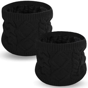 lot 12212 image: Wandx Kids Neck Warmer Winter Knitted Neck Gaiters for Boys Girls Child Warm Fleece Lined Face Cover for Cold Weather (2, BlackBlack, Standard)