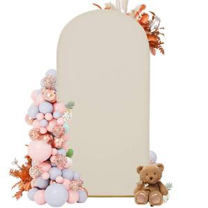 lot 12217 image: DREAHOTEXTIL 7.2FT Arch Covers,Arch Backdrop Stand Fitted Cover for Wedding Birthday Party Ceremony Banquet Decoration(Off-White,Cover Only)