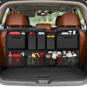 lot 12218 image: Trunk Organizer for SUV, 35.5 x 18.2 Large Capacity Car Organizers and Storage, Backseat Hanging Storage Bag with 10 Pockets, Adjustable & Waterproof Car Interior Accessories for SUV Truck MPV