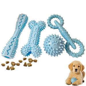 lot 12220 image: Cdyzqikm 4 Pack Puppy Teething Toys 0-6 Months Puppy Chew Toys for Teething Cute Small Dog Toy Soft Rubber Toy for Puppies(Blue)