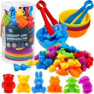 lot 12230 image: NAODONGLI Counting Color Sorting Toys Animals Matching Games with Rainbow Bowls,Preschool Learning Educational Montessori Sensory Training Easter Basket Stuffers Gifts for 3 4 5 Year Old Toddlers