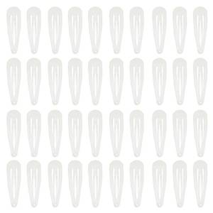 lot 12246 image: 40 Counts White Color Metal Snap Hair Clips 2 Inch Barrettes for Women Accessories
