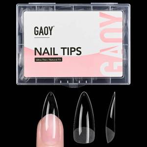 lot 12253 image: GAOY Medium Stiletto Fake Gel Nail Tips, 12 Sizes False Full Cover Acrylic Press on Nails, 240Pcs Soft Half Matte Tips