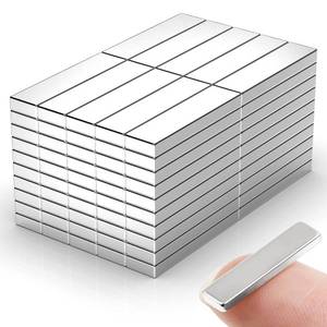 lot 12274 image: Caturledas 100 Pack 20x5x2 mm Rare Earth Neodymium Magnets, Powerful Small Strong Metal Rectangular Bar Magnetic Strip Magnet for Fridge Garage Kitchen Science Craft Office, Silver (Missing A few)