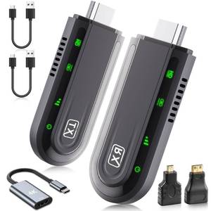 lot 12282 image: Dnogjo Wireless HDMI Transmitter and Receiver 4K, Plug & Play 2.4G5G Portable Wireless HDMI Extender Kit, 1080P60Hz for Video and Audio Streaming to Monitor from TV BoxPCLaptopProjector