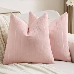 lot 15100 image: FUTEI Pink Chenille Decorative Throw Pillow Covers 26x26 Inch Set of 2,Soft Embossed Striped Textured Euro Pillow Shams,Modern Home Decor for Couch Bed Living Room