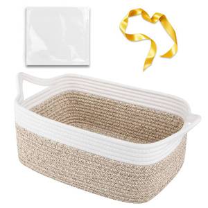 lot 15102 image: OIAHOMY Woven Basket, Gift Basket Empty with Gift Bags and Ribbons, Rope Baskets for Baby Showers, Storage Baskets with Handles for Nursery, Pet Toy Organizer - Brown & White