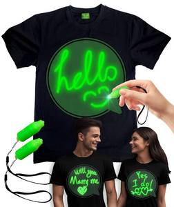 lot 16369 image: tismilek Glow in The Dark Shirt for Unisex, Black Light Tees for Glow Party, Glow Shirt for Women & Men, Glowing Shirts, M Size