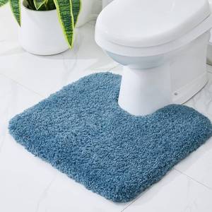 lot 16375 image: Disolla Toilet Mat 22x24 Blue - Non Slip Fluffy U-Shaped Contour Rug, Ultra-Soft Plush Toilet Floor Mat, Absorbent & Machine Washable