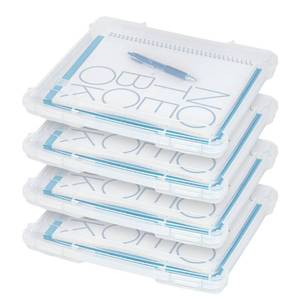 lot 16379 image: IRIS USA Board Game Storage Craft Organizer Box with Snap-Tight Latch Lid, 1-Pack Portable Plastic Case Bin for Puzzles, Magazines, Hobbies, Art Supplies, Fits 8.5 x 11 & A4 Papers, Slim, Clear