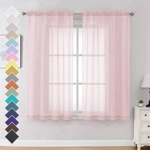lot 16387 image: OVZME Blush Pink Sheer Curtains 63 Inches Long 2 Panels - Soft Light Filtering Window Sheer Panels for Living RoomBedroom, Top Dual Rod Pocket, 1 Pair, Each 42Wx63L Inches