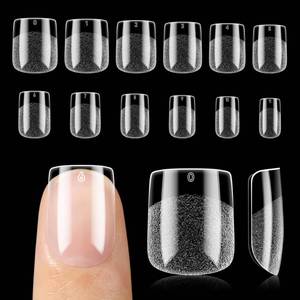 lot 16388 image: UNA GELLA Nail Tips Square Pre-etched Matte Extra Short Square Soft Gel Nail Tips Full Cover 120pcs False Fake Nails Tips for Acrylic Nails Clear Gelly Tips Home DIY Salon 12 Sizes for Women