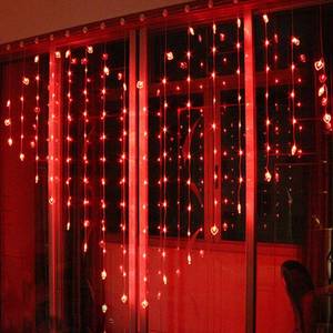 lot 16394 image: OSALADI LED Curtain Lights Heart Shaped Curtain Lights,Waterfall Lights, for Backdrop, for Bedroom (Red Light)