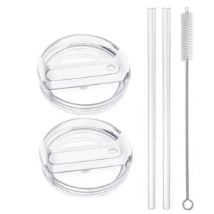 lot 16399 image: 2pcs Tumbler Lid for Stanley 40oz Cup,Replacement 40 oz Tumbler Lid,2Pcs Extra Long Reusable Straws and 1Pcs Cleaning Brush (White)