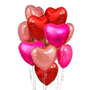 lot 16400 image: Upgraded Rose Gold and Red Balloons - Pack of 15 - Heart Shaped Foil Balloons for Valentines Day Wedding Birthday Bridal Shower Baby Shower Decorations