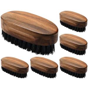 lot 16407 image: Hushee 6 Pcs Boar Bristle Beard Brush for Mens Mustache Care, 3.35 Inch Small Boar Hair Beard Brush with Black Walnut Wood for Travel, Mens Birthday Gifts for Husband, Son, Father, Grandpa