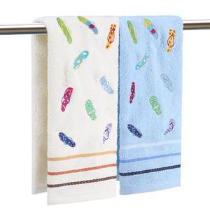 lot 16425 image: SmoothNovelty 4 Pcs Home Flip Flop Hand Towel Set Pure 100% Cotton Embroidered Soft Absorbent Small Hand Towels for Kitchen Powder Room Beach Bathroom Decor Gifts 12.6 x 28.35 Inches