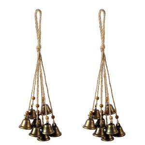 lot 16439 image: Hanging Witch Bells for Door,2 Pc Door Bell Hanger Christmas Bells for Witchy Home Decor 8 Brass Bells Witchcraft Supplies