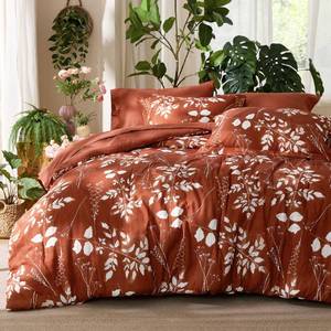 lot 17199 image: Bedsure King Size Comforter Set - 7 Pieces Floral Terracotta Soft Bedding Sets, King Bed in a Bag with Botanical Flowers Comforter, Sheets, Pillowcases & Shams