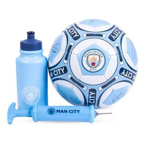lot 17206 image: Hy-Pro Officially Licensed Manchester City F.C Size 5 Soccer Ball with 500ml Water Bottle & Ball Pump Set  Kids & Adults Indoor & Outdoor Training Aid