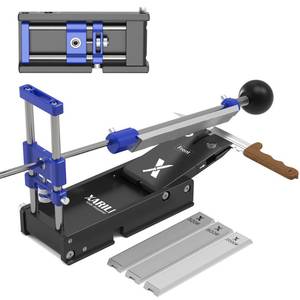 lot 17207 image: XARILK Foldable Portable Knife Sharpening System, Adjustable Knife Sharpener Kit with 3 PCS Aluminum Plates Diamonds (320#, 800#, 2000#), Blade Flips Without Removal, for Hunting, Kitchen Knives