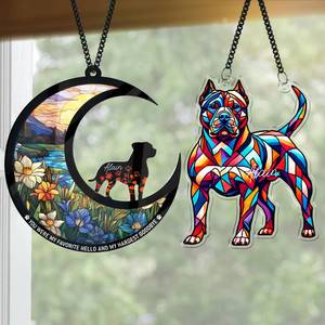 lot 18226 image: 2 Pack 6 Pitbull Memorial Gift, Acrylic Dog Suncatcher for Window Hanging, Pet Remembrance Gifts for Loss of Pitbull, Pet Loss Gifts for Girl, Women, Dog Bereavement Decoration PS147-55