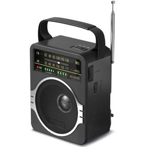 lot 18242 image: JEUJUG Portable AM FM Radio, Bluetooth 5.0 Radios 5 Watts Loud Speaker,FM Radio Built-in Rechargeable BatteryDC D4 Cell Battery Operated & AC Power Plug in Wall Black