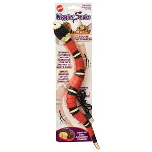 lot 18246 image: SPOT Wigglin Snake - Electronic Interactive Cat Toy, Touch Activated Snake Slithers and Slides to Entertain Cats and Kittens, Smart Sensors Detect & Avoid Objects, USB Rechargeable - 15 inch