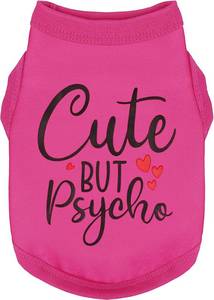 lot 18252 image: Paiaite Expressive Cotton Dog Shirt Vest, a Soft and Lightweight Puppy Shirt for Small and Medium Dogs, Adorned with The Playful Cute but Psycho Slogan Print Dog Clothes Rose Red Large