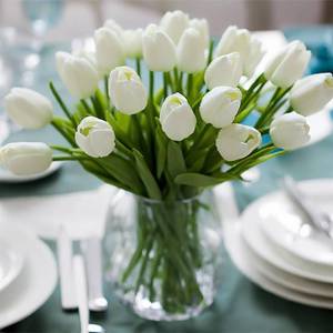 lot 18270 image: WeTop 30pcs Real Touch Tulips PU Artificial Flowers, Fake Tulips Flowers for Arrangement Wedding Party Easter Spring Home Dining Room Office Decoration. (White)