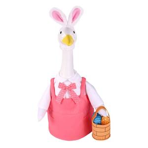 lot 18275 image: Easter Bunny Porch Goose Outfit, Bunny Porch Goose Clothes Clothing with Hat Basket & Easter Eggs Garden Outdoor Lawn Yard Statues Spring Decor Decorations Accessories for 23in58.42cm Gooses Statue