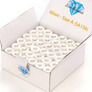 lot 18288 image: Simthread 144pcs Embroidery Pre-Wound Bobbins Thread, Class 15 Type A Size SA156, Polyester White 60 wt, Compatible with Bernina Pfaff Ambition BabyLock Brother Embroidery Sewing Machines Plastic Side
