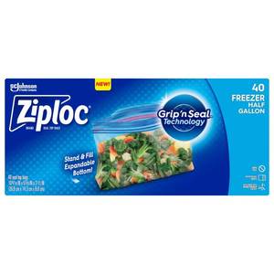 lot 18289 image: Ziploc Half Gallon Freezer Bags for Food Storage and Meal Prep - 40ct