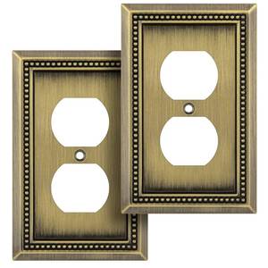 lot 18292 image: Henne Bery Sunken Pearls Heavy Duty Decorative Wall Plate Switch Plate Outlet Cover (Single Duplex, 2 Pack, Antique Brass)
