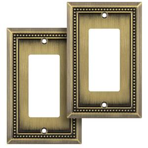 lot 18293 image: Henne Bery Sunken Pearls Heavy Duty Decorative Wall Plate Switch Plate Outlet Cover (Single Decorator, 2 Pack, Antique Brass)