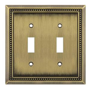 lot 18295 image: Henne Bery Sunken Pearls Heavy Duty Decorative Wall Plate Switch Plate Outlet Cover (Double Toggle, Antique Brass)