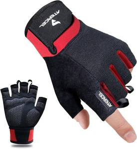 lot 18299 image: ATERCEL Workout Gloves for Men and Women, Exercise Gloves for Weight Lifting, Cycling, Gym, Training, Breathable and Snug fit (Red, M)