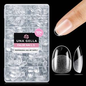 lot 18306 image: UNA GELLA Oval Nail Tips Exra Short 504PCS Pre-shape Gel Oval Almond Nail Tips for Women DIY Salon Round Almond Press On Nails Full Cover Clear Fake Acrylic Tips 12 Sizes