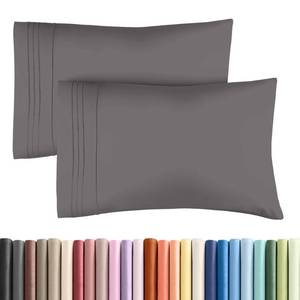 lot 18309 image: King Pillow Cases Set of 2 - Ultra Soft Hotel Quality Pillowcase Covers - Comfy, Cozy & Wrinkle Free - Shrinkage, Stain & Fade Resistant - Machine Washable Pillow Protectors - 2 Piece Set - Dark Grey