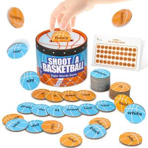 lot 18310 image: GiftAmaz Sight Words Games, Basketball Flash Cards Letters Learning Game, Toddler Classroom Reading Letters Phonic Spelling Toy, Montessori BoxInPlay, Educational Cardboard Birthday Toy for Kid