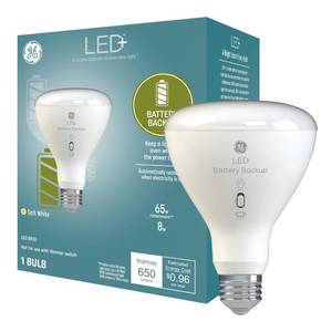 lot 19792 image: GE Lighting LED Backup Battery Indoor Flood Light Bulb, Rechargeable, Soft White, Medium Base (1 Pack)