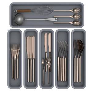 lot 19794 image: K KORKUAN 6 Pack Silicone Drawer Organizer for Kitchen, DIY Free Combination Silverware Organizer, Utensil Drawer Organizer, Moisture-proof and Heat-resistant up to 200°C, Anti-slip Design (Grey)
