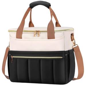 lot 19796 image: ISEYOU Insulated Lunch Bag 14.7L, Wide-Opening Lunch Box Cooler Tote, Leakproof PEVA Liner, Multiple Pockets, Dual Elastic Bottle Pockets, Adjustable Shoulder Strap, Work Travel, Women & Men
