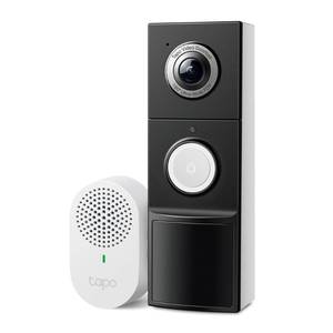 lot 19813 image: Tapo 2K Wired or Battery Powered Smart Video Doorbell with Chime - 180° Field of View, PersonVehiclePackage Detection, Ring Call, 2-Way Audio, Subscription-Free Local Storage or Optional Cloud,D225