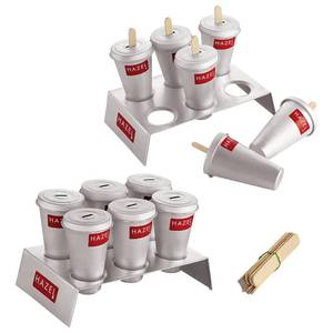 lot 19825 image: HAZEL Aluminium Kulfi Mould Set of 12 with 2 Stands & 24 Sticks  Reusable Ice Cream & Popsicle Maker  DIY Kulfi Molds for Homemade Frozen Treats, Ice Pops & Desserts