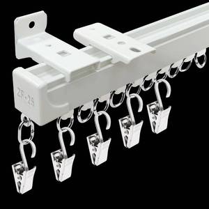 lot 19836 image: Curtain Track Ceiling or Wall Mount Curtain Tracks 12FT White with Clips Room Divider Ceiling Track Set Suitable for Living Room Bedroom Bathroom